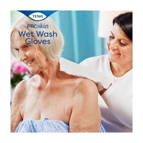 Eelniisutatud pesukindad TENA ProSkin Wet Wash Gloves